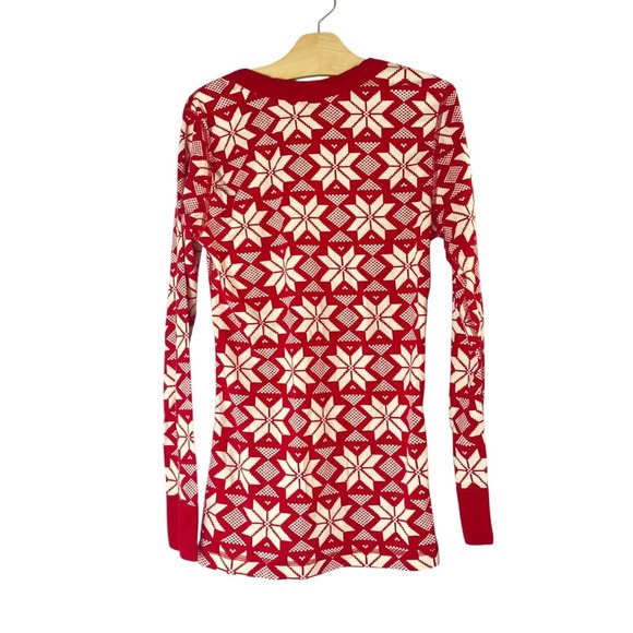 HANNA ANDERSSON Long John Scandi Red Snowflake Pajama Set Unisex Top M /Pant S - Picture 4 of 11